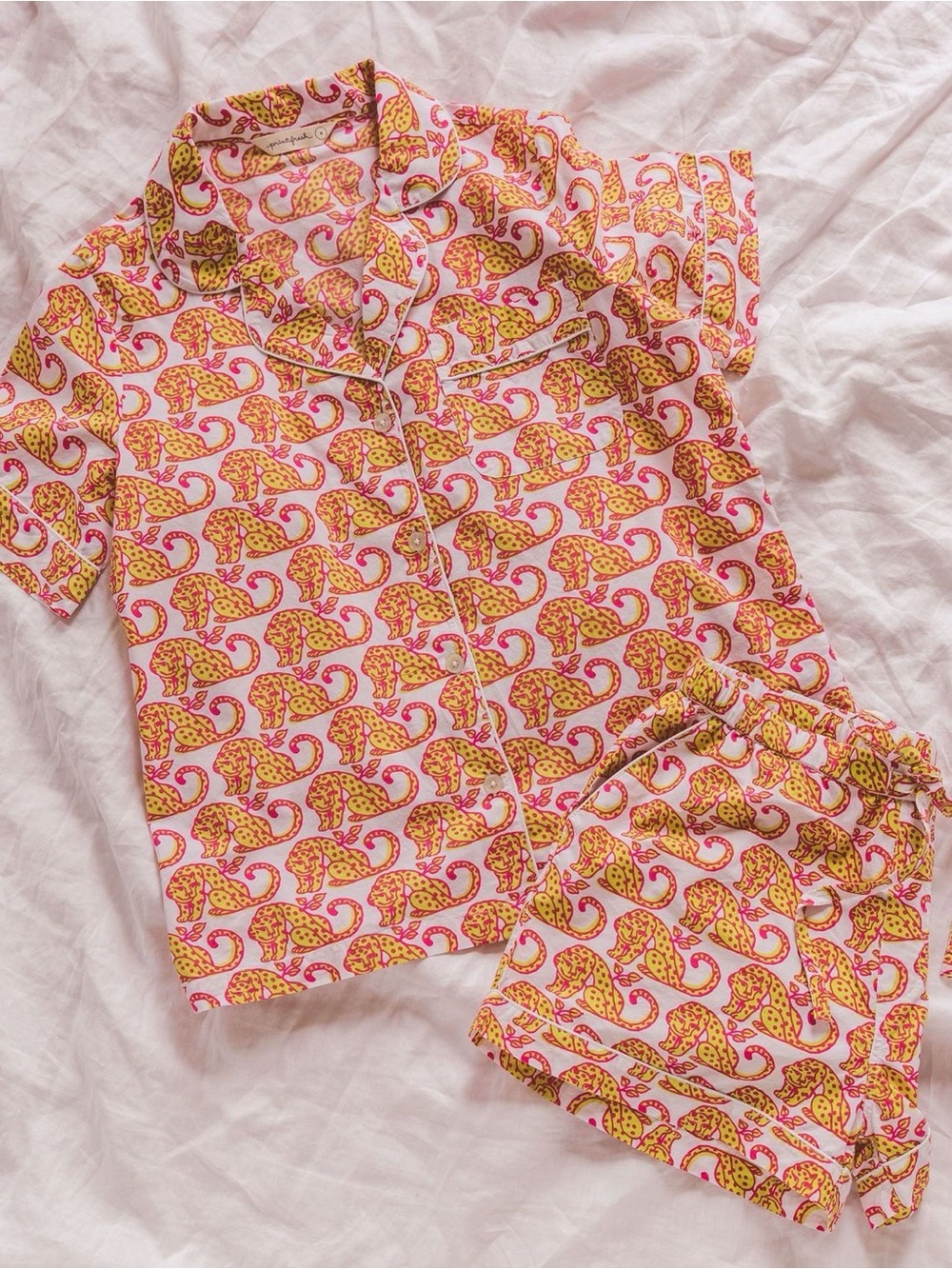 Printfresh Short Pajama Set, Stamped Leopard in Pink Lemonade